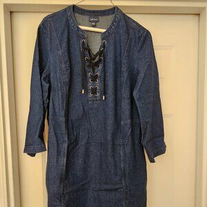J. Jill Raw Hem Lace up Denim Dress